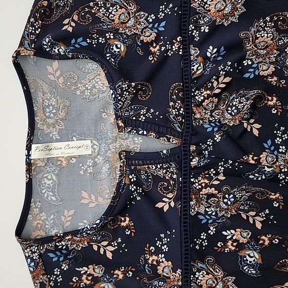 PerSeption Concept Women's Navy Paisley Sleeveless Dres Elastic Waist Sz Medium - Picture 4 of 14